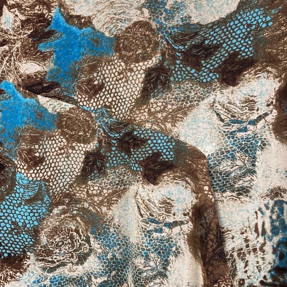 Handkerchief Animal and Lace Print Water Color Flowy Midi Skirt - Picture 3 of 8